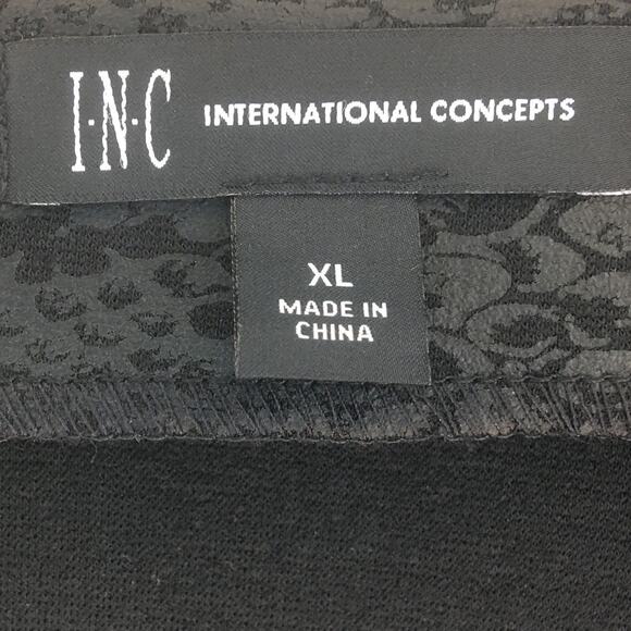 INC International Concepts Black Tone-on-Tone Leather Waist Zip-Up Dress Size XL - Picture 5 of 16